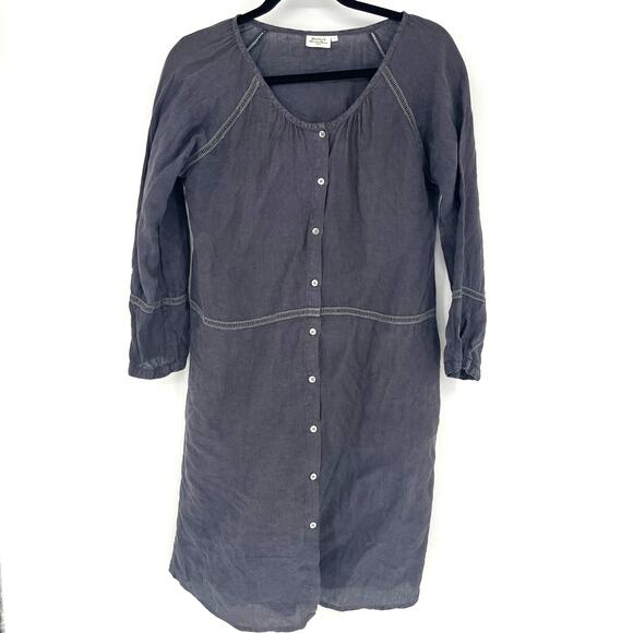 Hartford Dresses & Skirts - Hartford Linen Button Front Dress Gray Women Size 1 US 4 Small Casual Minimalist